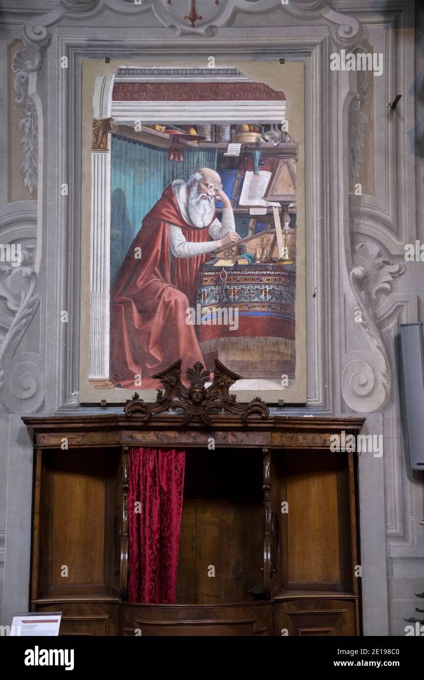 Italie, Toscane: Florence (Florence en italien). San Girolamo, un tableau de Domenico Ghirlandaio dans l'église d'Ognissanti Banque D'Images