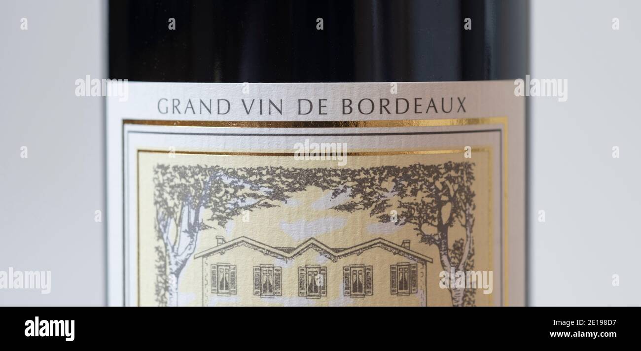 Château Bertrand Braneyre 2010 étiquette de la bouteille de vin du Haut-Médoc Banque D'Images
