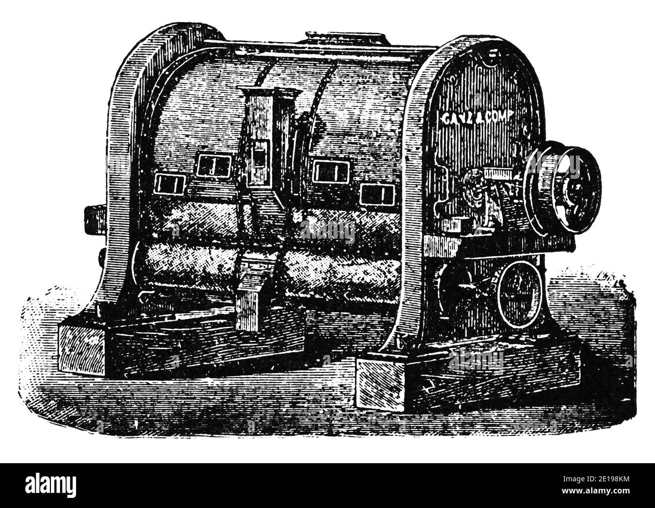 Machine à coffrage et de nettoyage de grain. Illustration du 19e siècle. Allemagne. Arrière-plan blanc. Banque D'Images