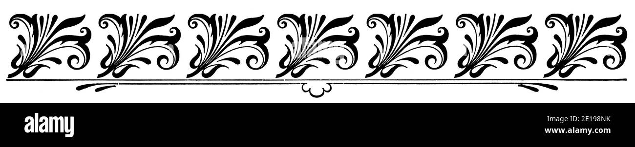 Décoration abstraite, séparateur de chapitre dans un livre. Illustration du XIXe siècle. Fond blanc. Banque D'Images