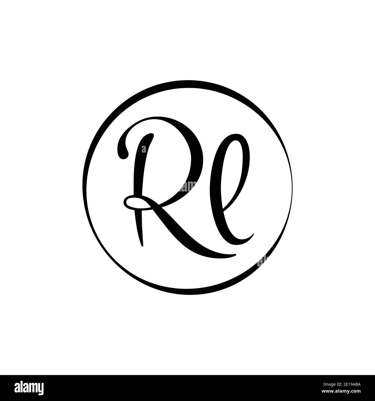 Modèle vectoriel de logo de lettre rl initiale. Motif abstrait lettre de script rl logo. Illustration de Vecteur