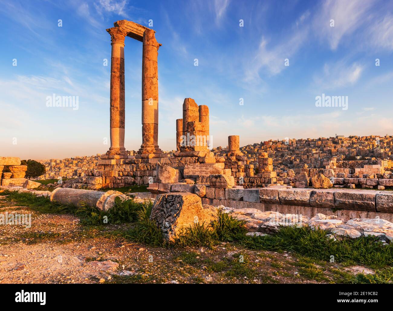 Amman, Jordanie. Le Temple d'Hercules, Citadelle d'Amman. Banque D'Images