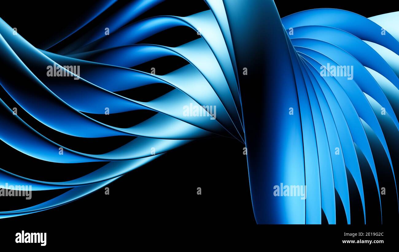 Objet 3D torsadé, abstrait, élégant, déformé avec des lignes et des courbes courbes courbes courbure fond de conception en forme d'onde, illustration cgi, rendu Banque D'Images