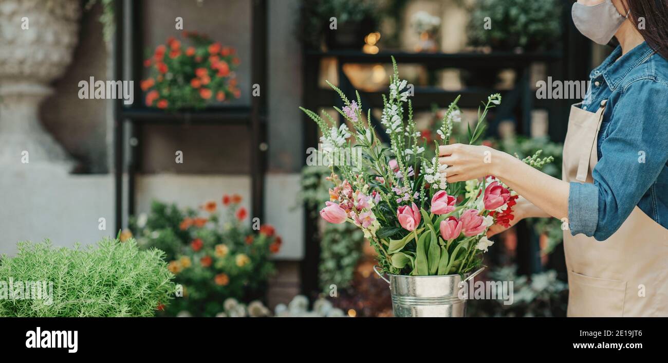Entreprise moderne, propriétaire de magasin et studio de fleurs Banque D'Images