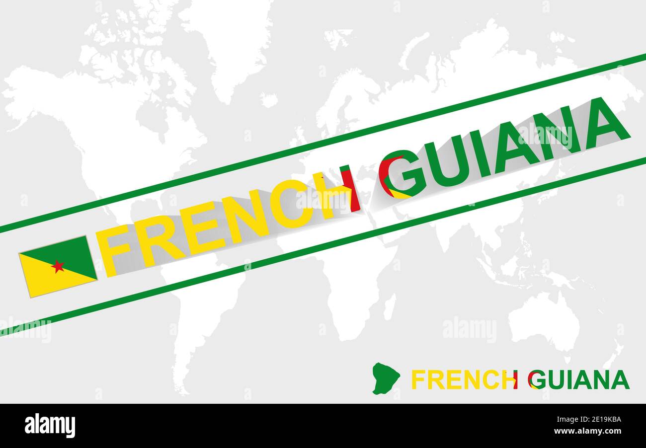 Drapeau de la carte de la Guyane française et illustration textuelle ...