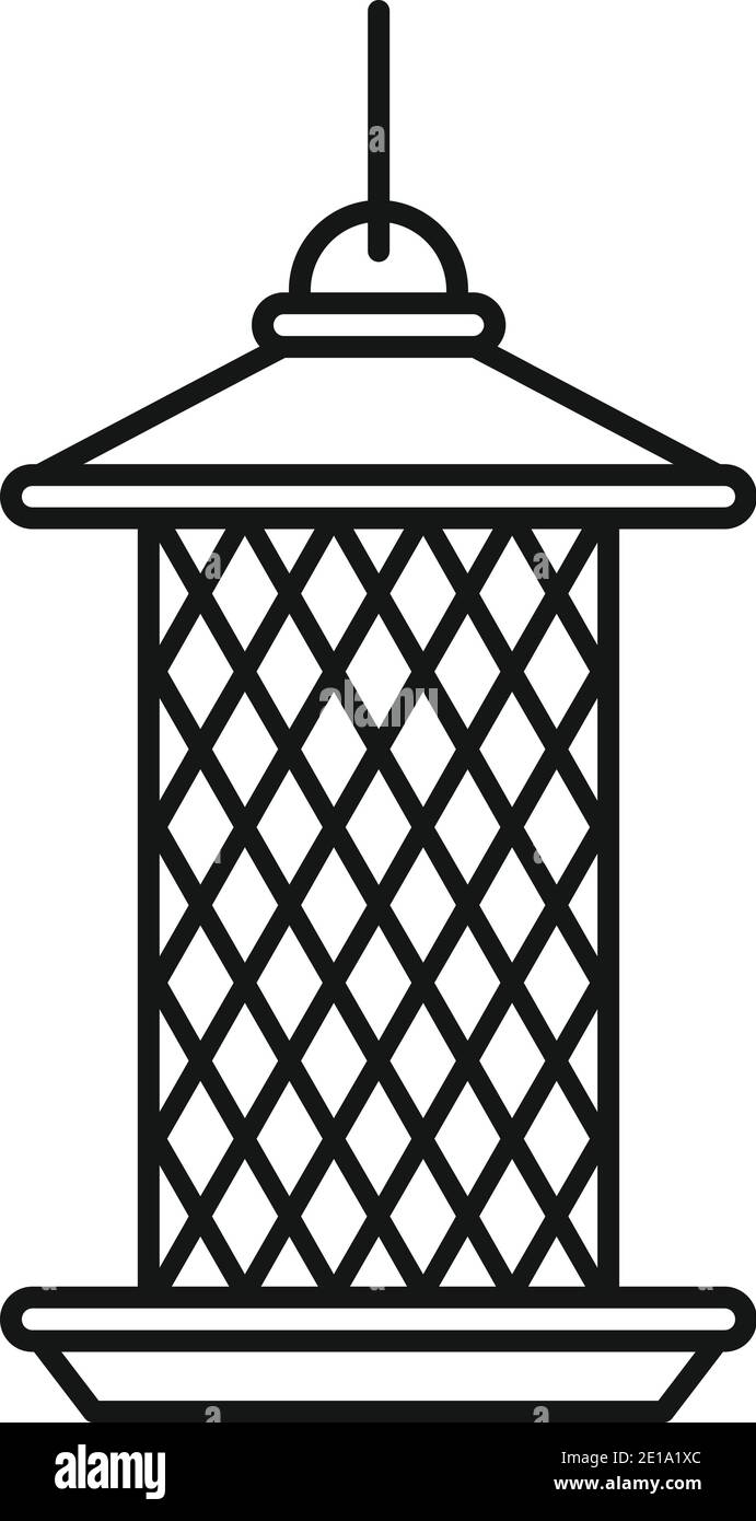 Icône de mangeoires d'oiseau cylindrique, style de contour Illustration de Vecteur