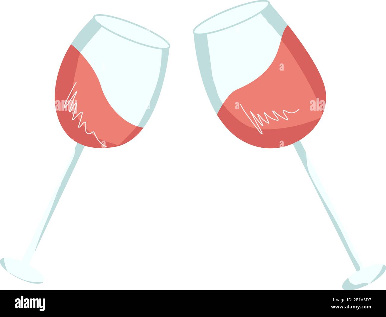 Deux verres de vin rouge pour célébrer la Saint-Valentin. Illustration de Vecteur
