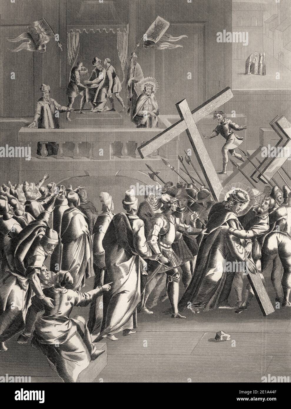 Pilate phrases Christ, Nouveau Testament, gravure en acier 1853, numériquement Banque D'Images