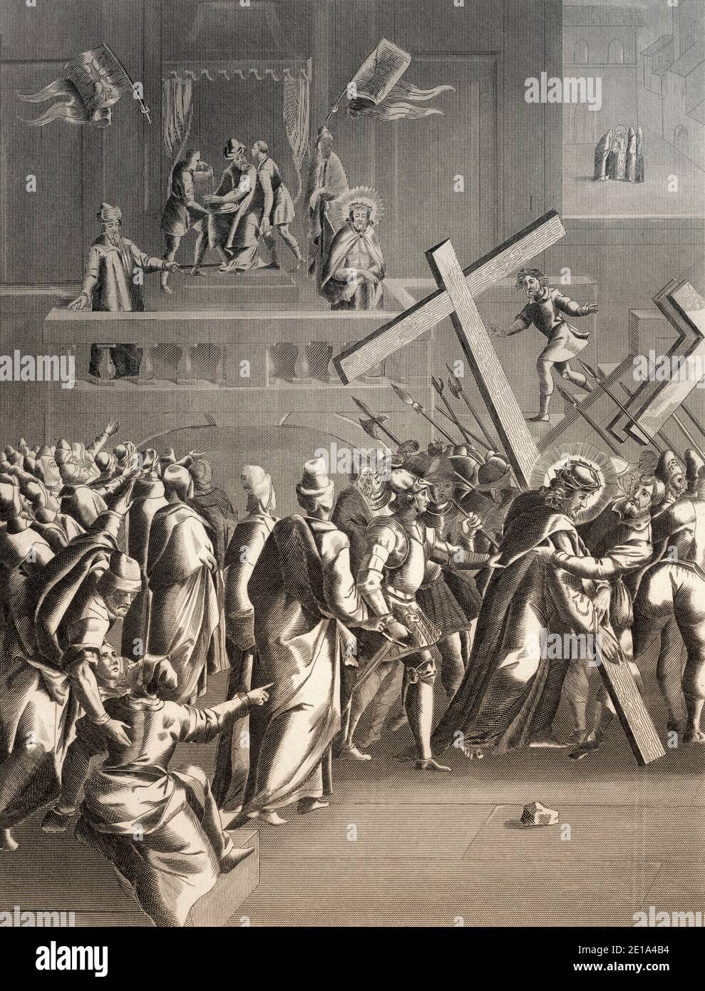 Pilate phrases Christ, Nouveau Testament, gravure en acier 1853, numériquement Banque D'Images