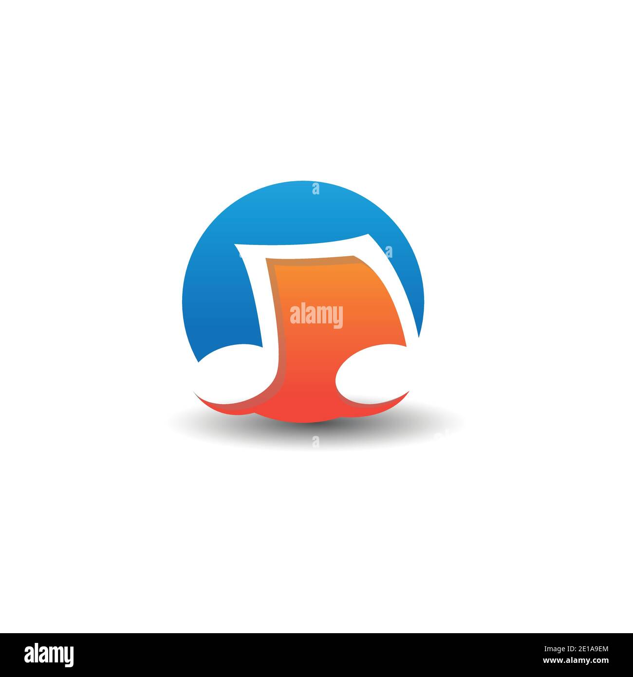 Symbole de note de musique logo design vecteur sur la forme de cercle. Logo musical avec motif espace négatif sur fond en forme de cercle Illustration de Vecteur