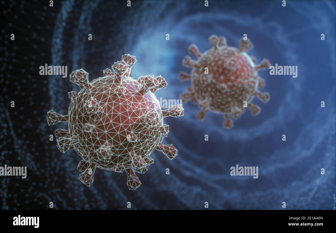 Illustration 3D, image conceptuelle de la structure d'un virus. Banque D'Images