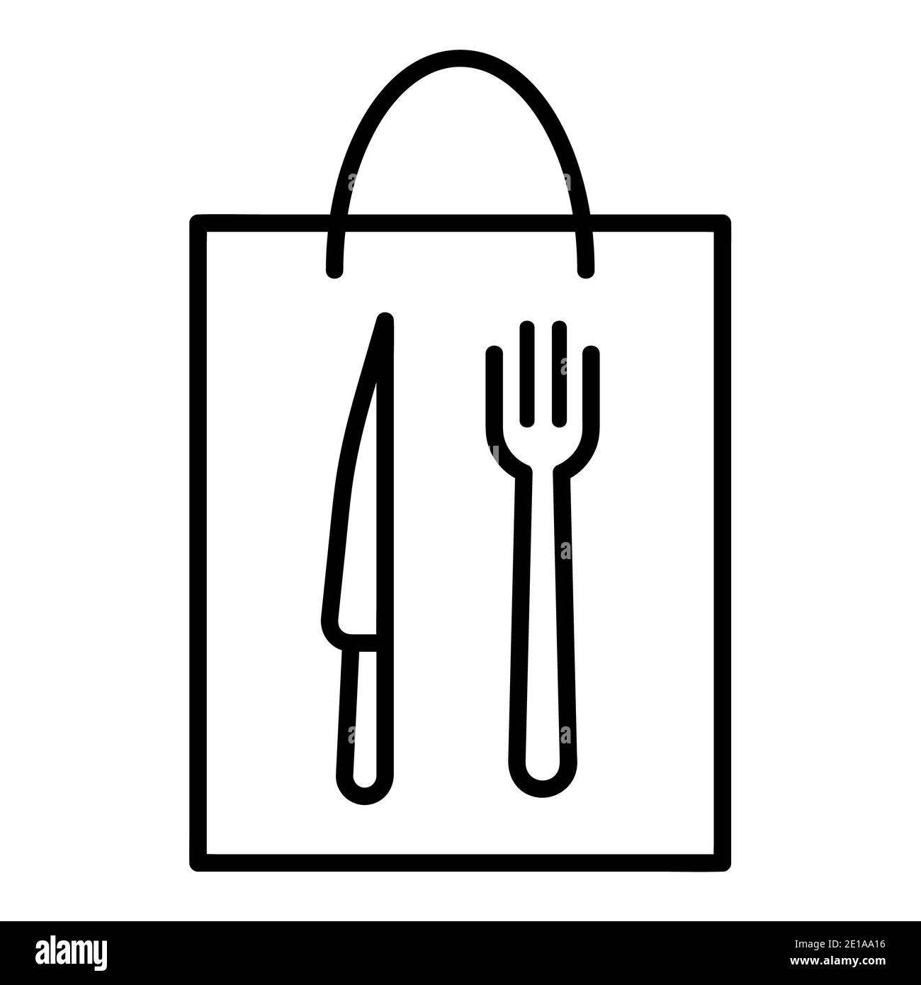 Icône de livraison au restaurant. Pictogramme pour le site Web. Icône de contour simple. Illustration de la livraison des aliments. Banque D'Images