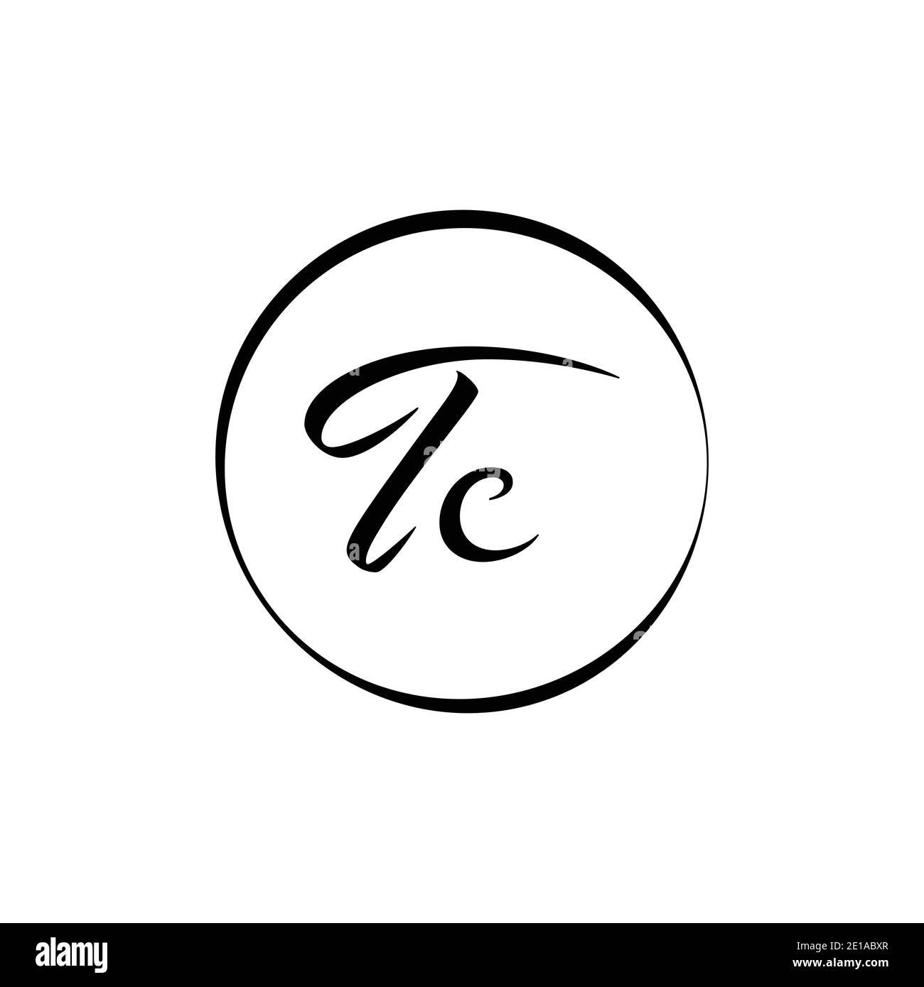 Modèle vectoriel de logo de lettre TC initiale. Résumé lettre de script TC logo Design Illustration de Vecteur