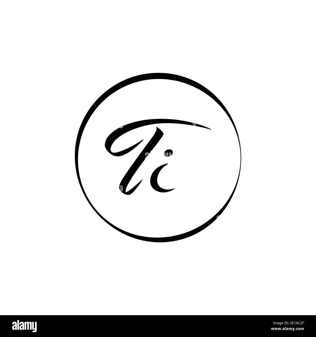 Modèle vectoriel de logo de lettre TI initiale. Description du logo TI de la lettre de script abstraite Illustration de Vecteur
