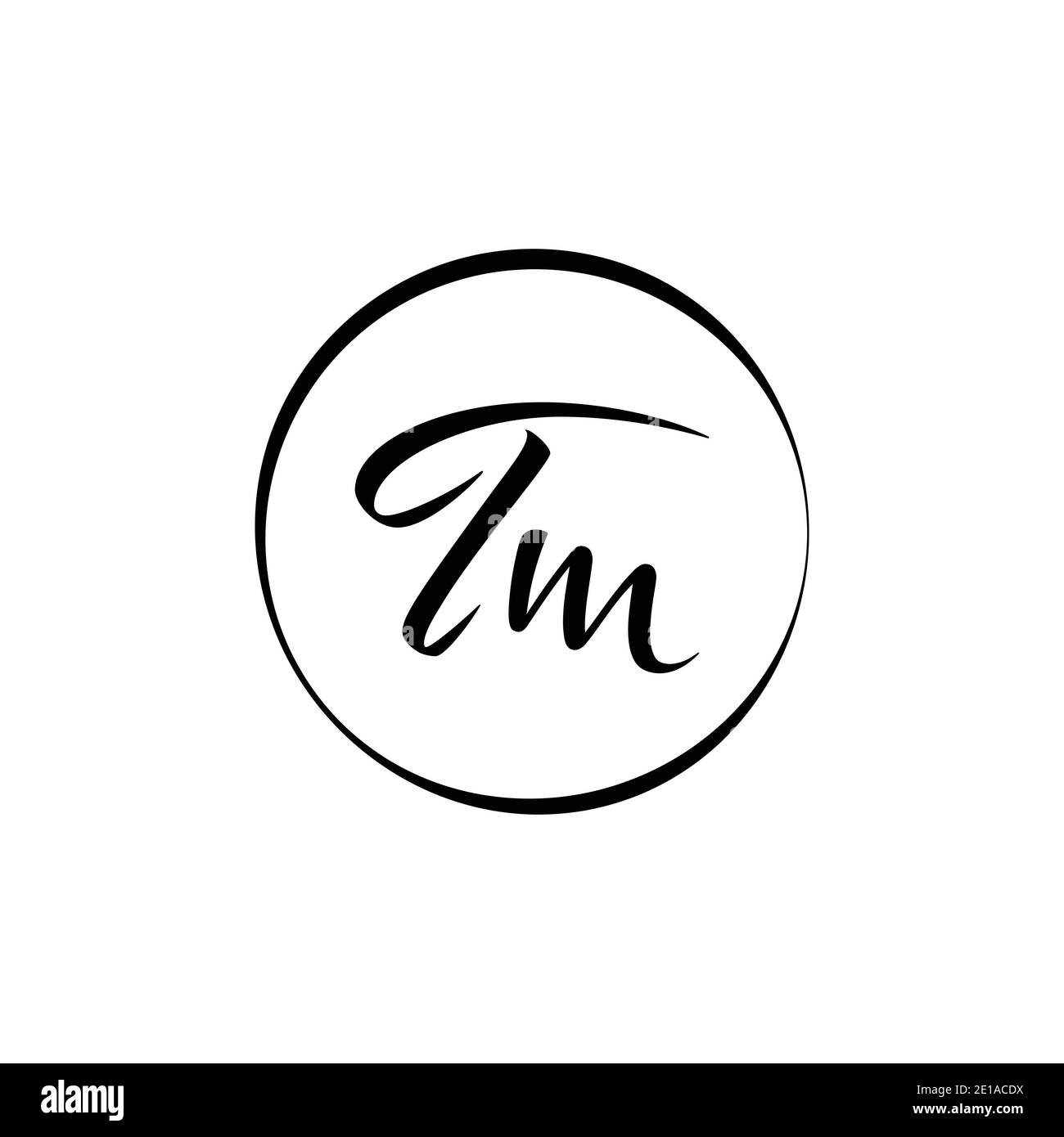 Modèle vectoriel de logo de lettre TM initiale. Logo Abstract script Letter TM Illustration de Vecteur