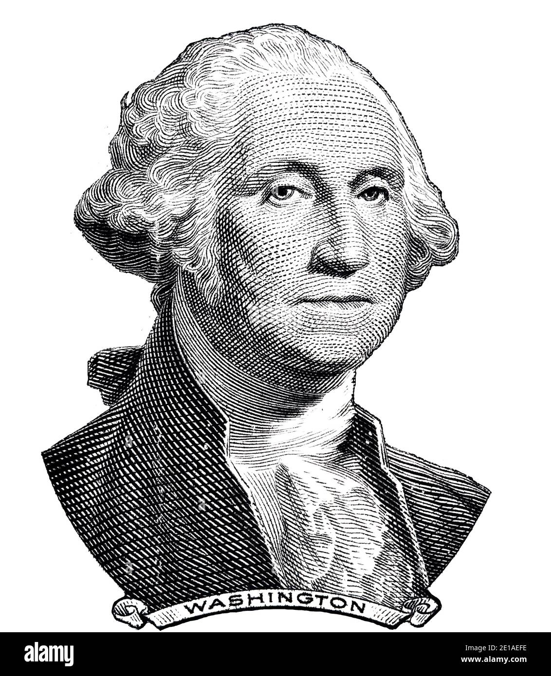George Washington a coupé sur un billet de 1 dollar isolé sur fond blanc à des fins de conception Banque D'Images