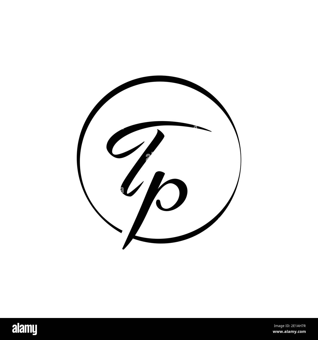 Modèle vectoriel de logo de lettre de TP initiale. Résumé script lettre TP logo Design Illustration de Vecteur