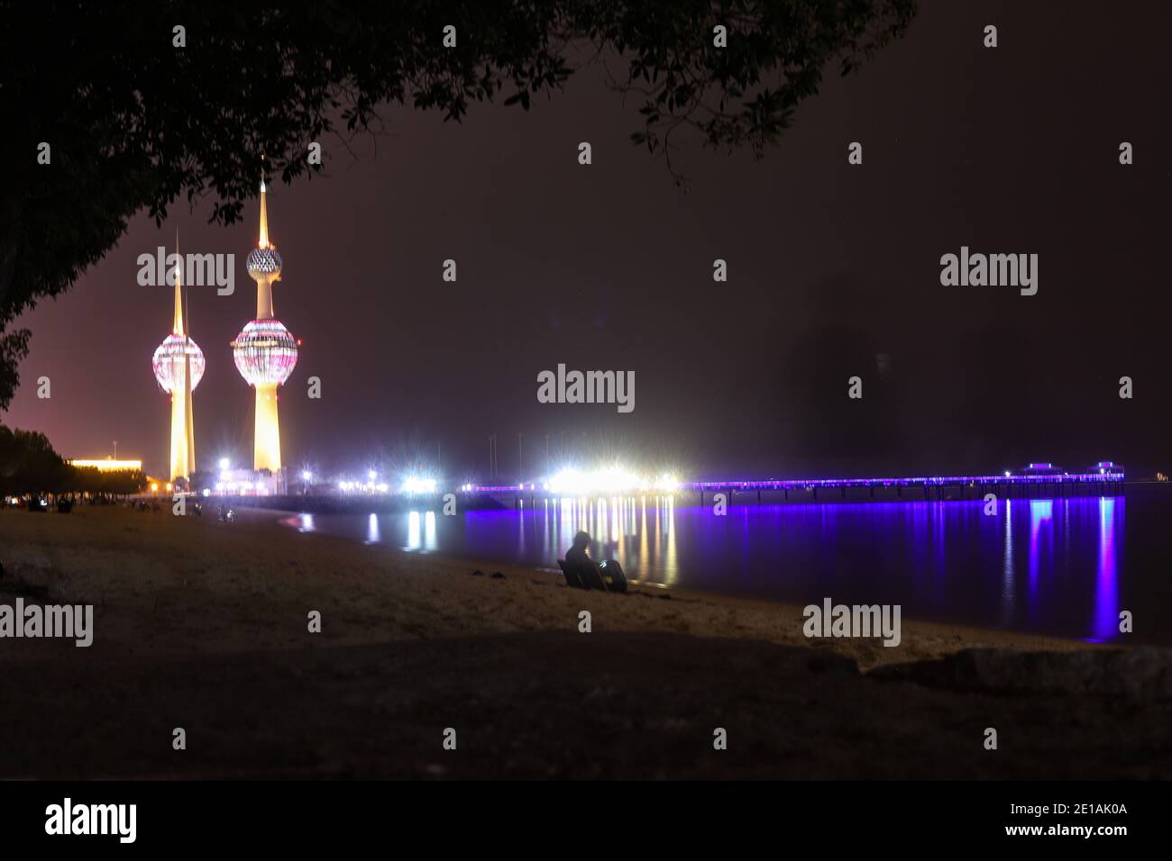 Koweït City at night Banque D'Images