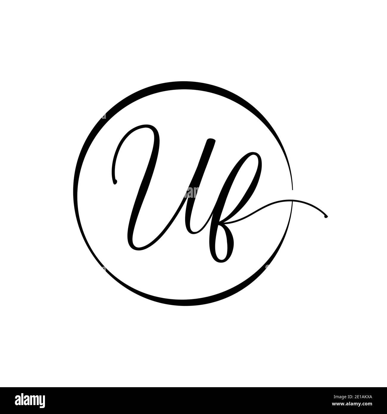 Modèle vectoriel de logo de la lettre UF initiale. Résumé lettre de script logo UF Design Illustration de Vecteur