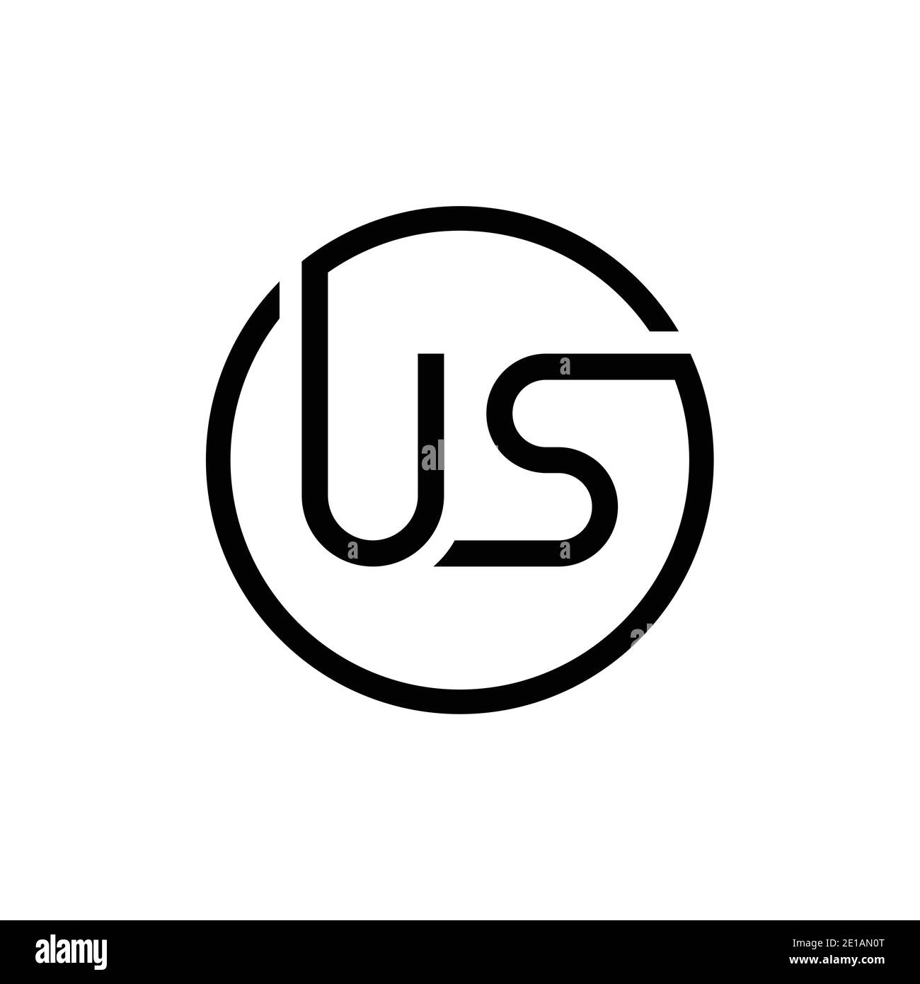 Modèle de vecteur de conception de logo de la lettre US du cercle initial. Résumé lettre US logo Design Illustration de Vecteur