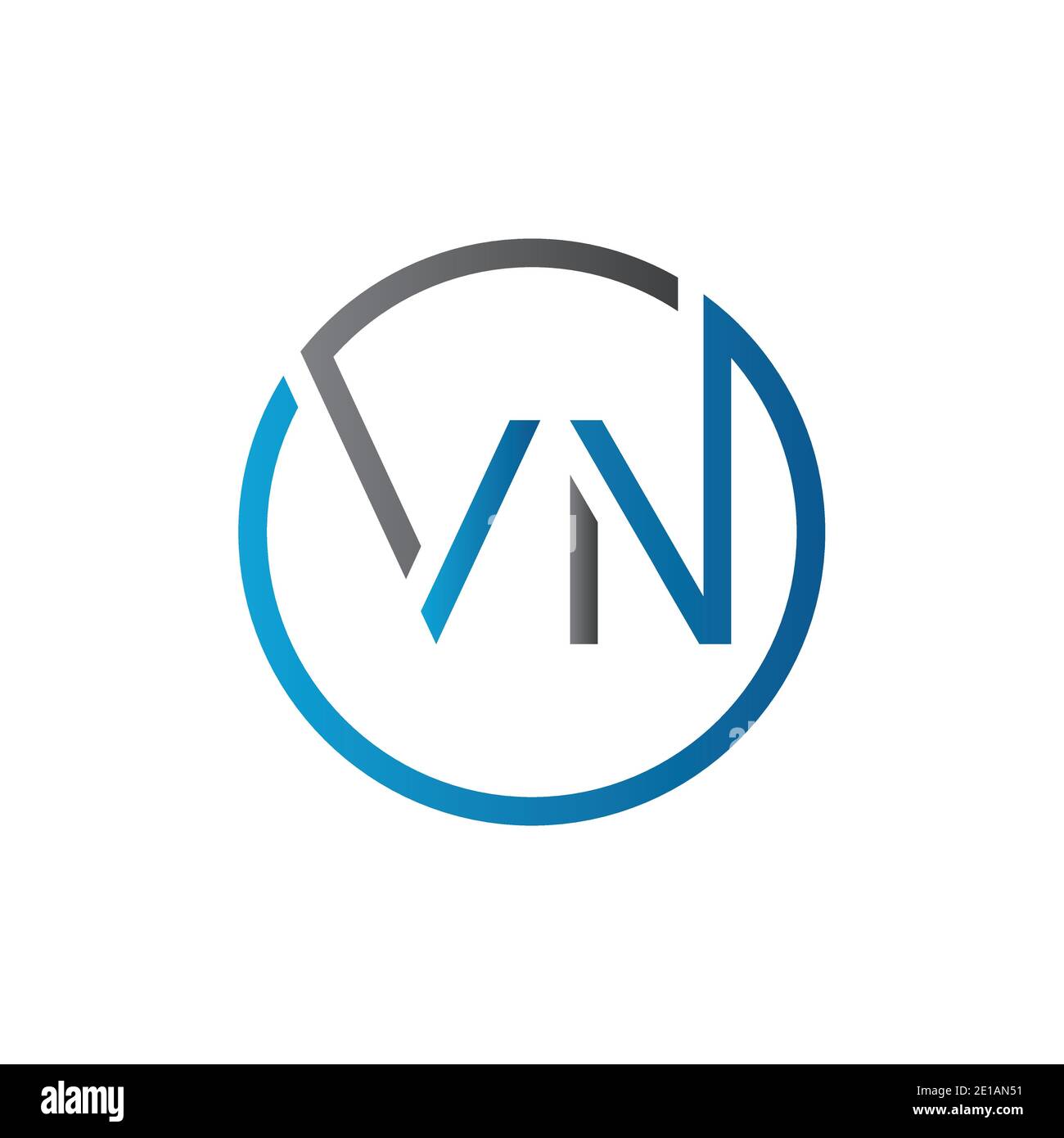Premier cercle VN lettre logo modèle de vecteur de typographie créative. Vecteur de logo VN de la lettre créative. Illustration de Vecteur