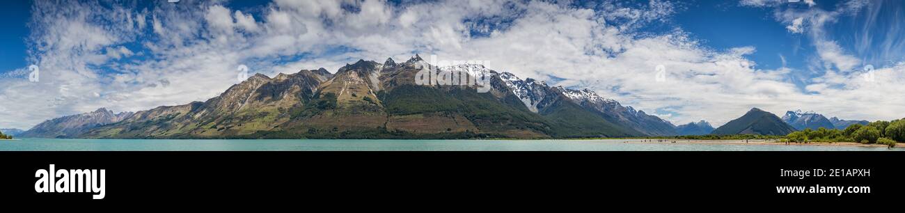 Vue panoramique sur Glenorchy et le lac Wakatipu, Île du Sud, Nouvelle-Zélande Banque D'Images