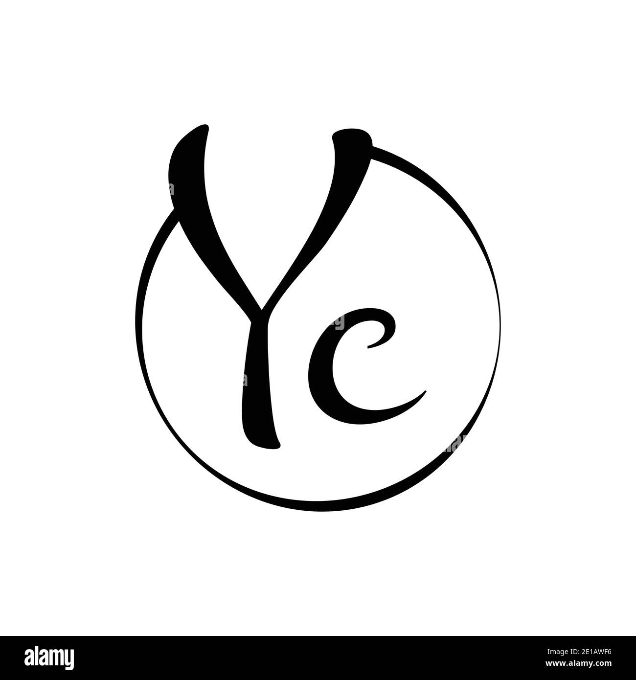 Modèle de vecteur de logo YC Letter. Illustration vectorielle de la lettre de script abstraite YC Illustration de Vecteur