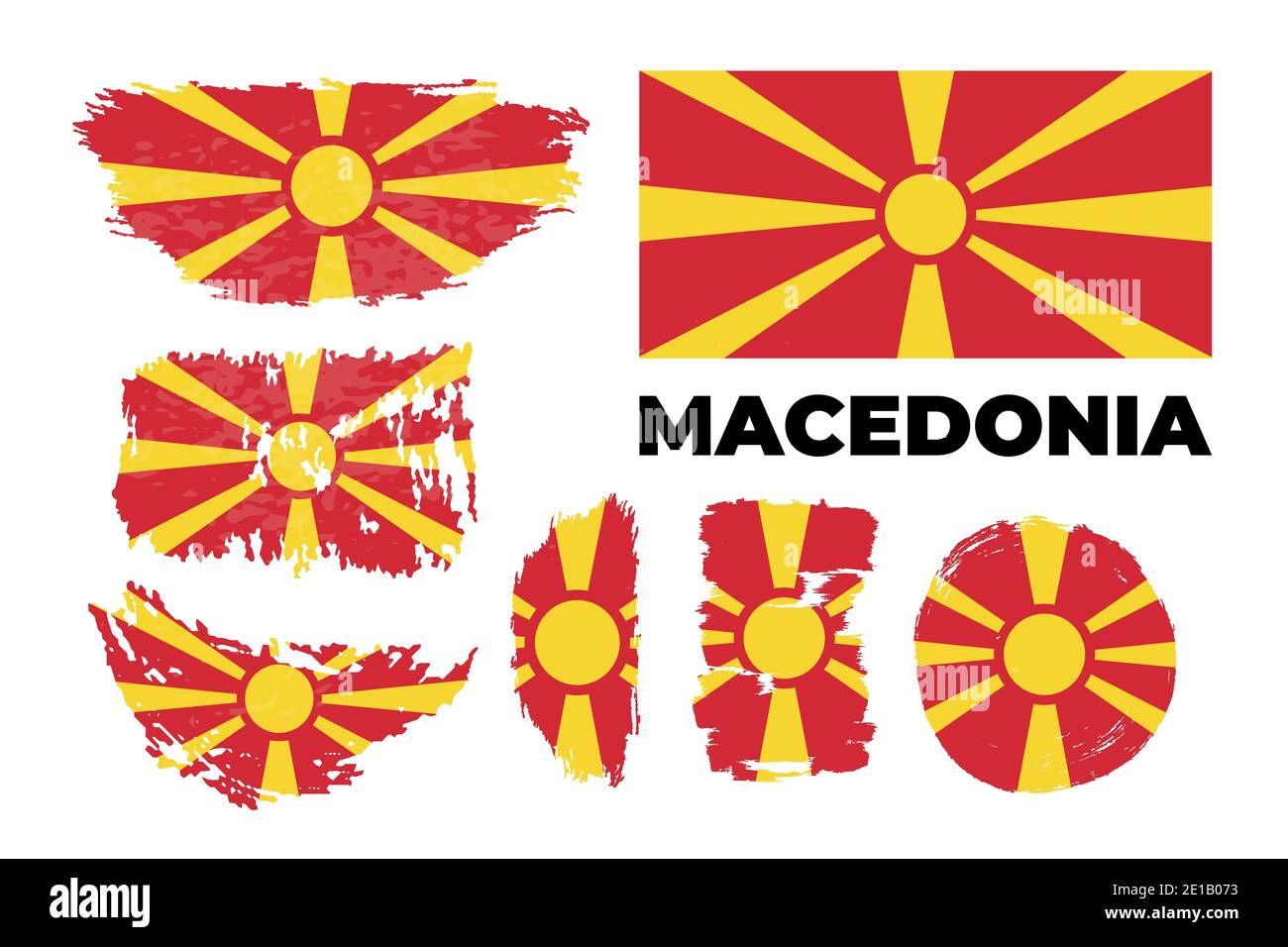 Bonne journée d'indépendance de la Macédoine du Nord. Fond de drapeau de coup de pinceau. Illustration de Vecteur