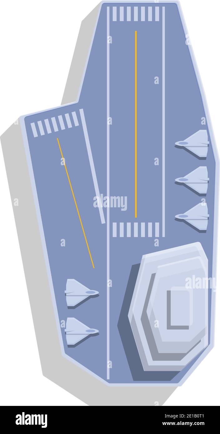 Icône de la vue supérieure du porte-avion. Dessin animé de l'icône de vecteur de vue de dessus du porte-avion pour la conception de sites Web isolée sur fond blanc Illustration de Vecteur