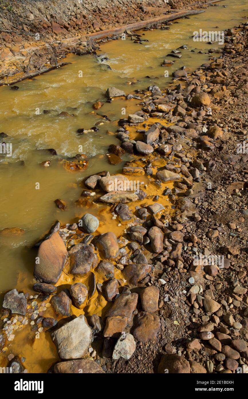 Drainage minier acide dans Red Mountain Creek, dans le sud-ouest du Colorado Banque D'Images