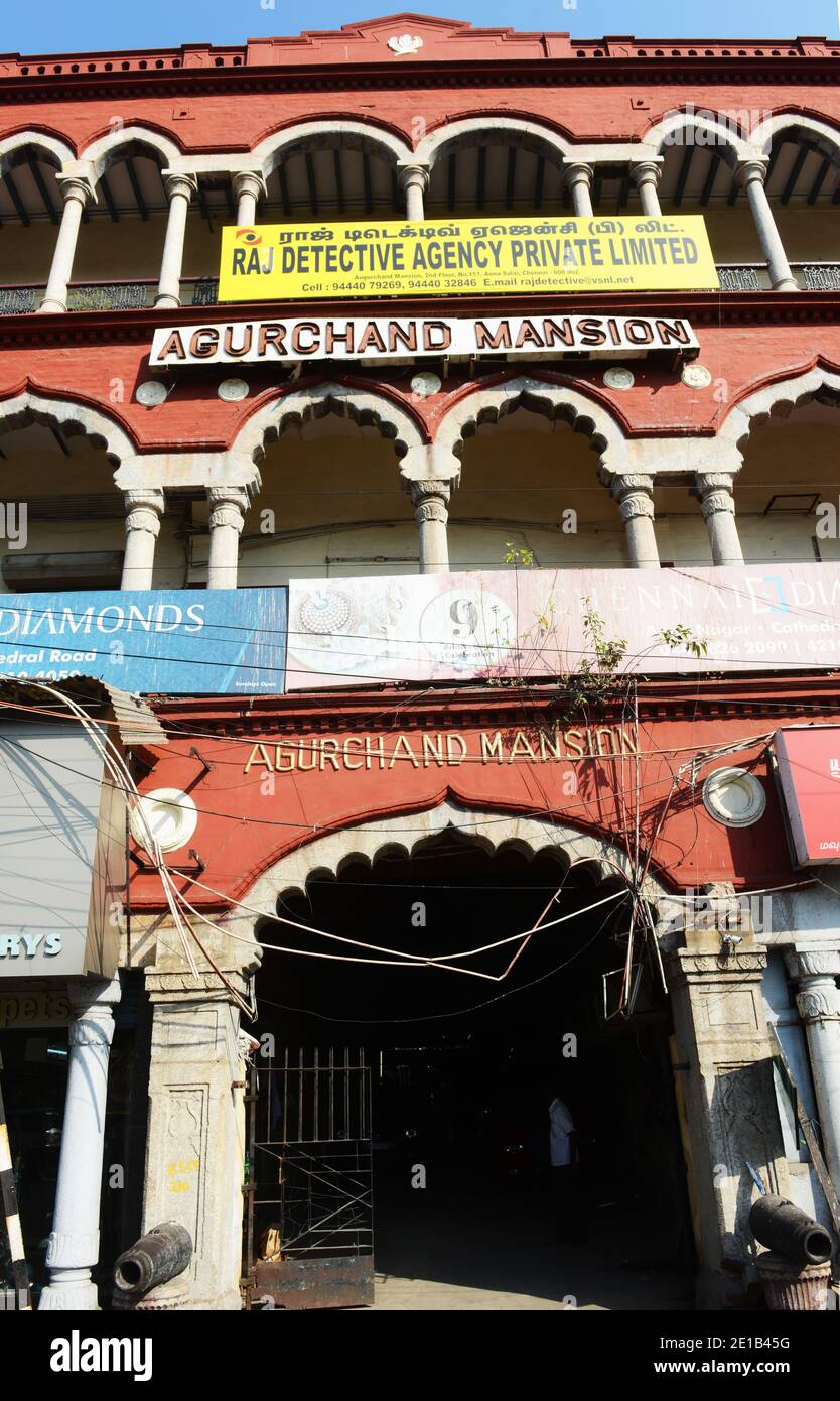 Demeure historique d'Agurchand, à Chennai, en Inde. Banque D'Images