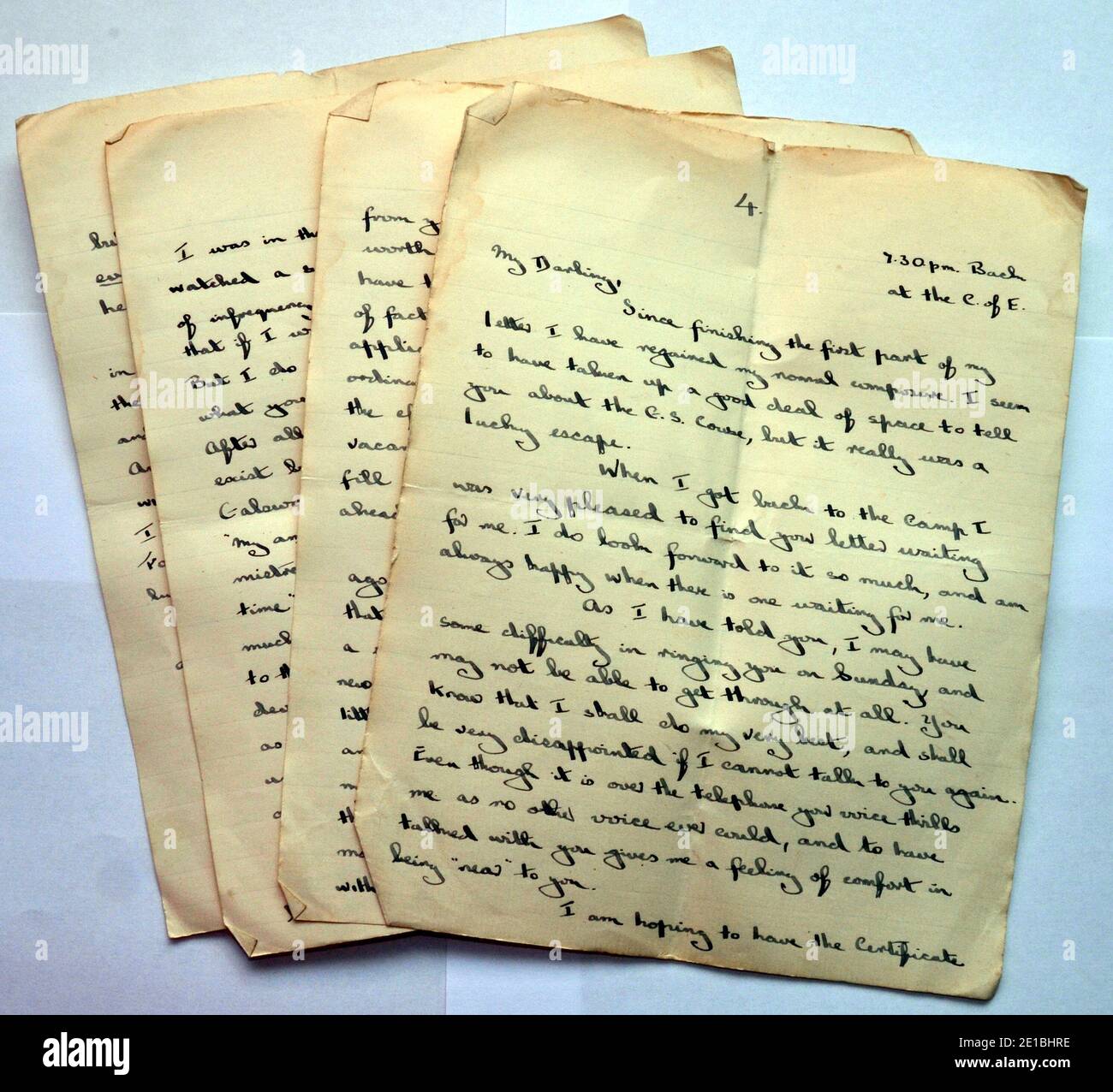 Une ancienne lettre d'amour manuscrite des années 1940 de quatre ...