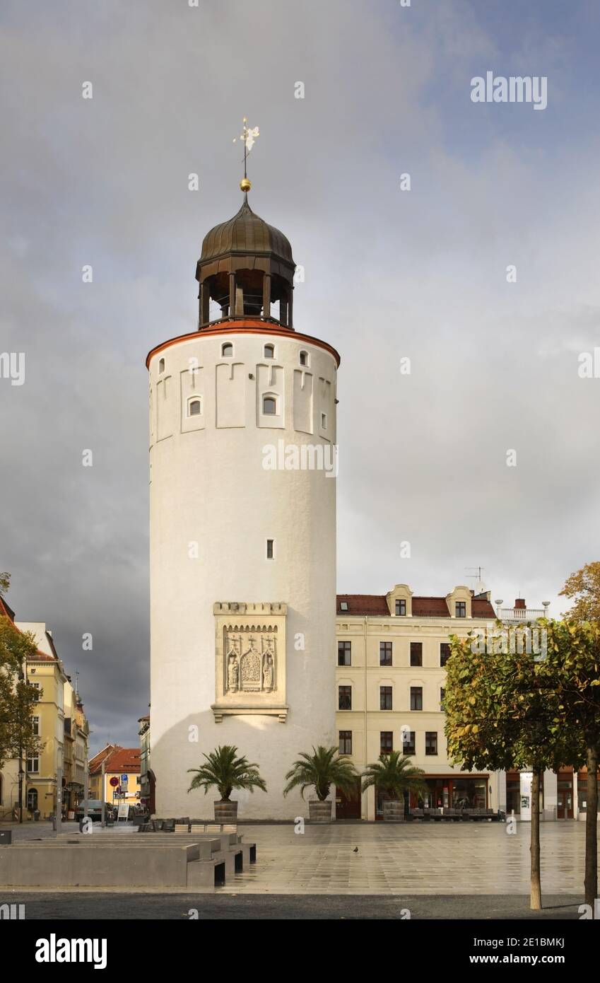 Tour FAT (Frauenturm - Dicker Turm) sur Marienplatz à Gorlitz. Allemagne Banque D'Images