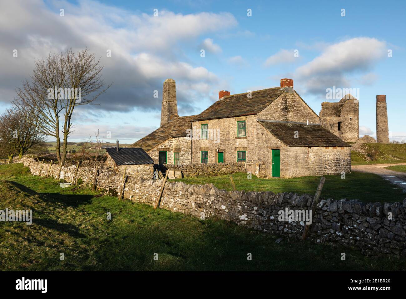 La maison de l'agent, la mine Magpie, Sheldon, le parc national de Peak District, Derbyshire Banque D'Images