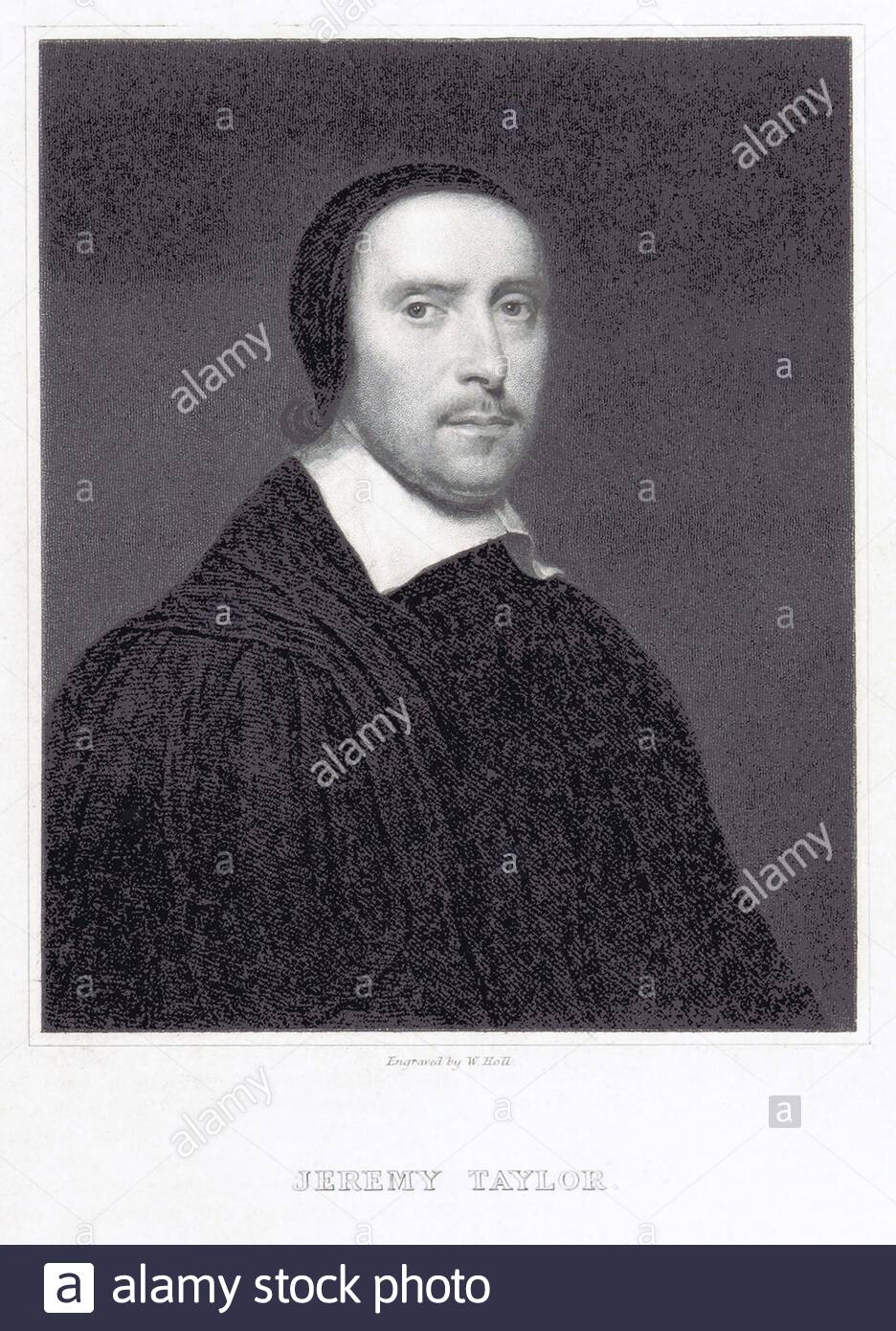 Le portrait de Jeremy Taylor, 1613–1667, est un religieux de l'Église d'Angleterre qui a atteint la renommée comme auteur pendant le protectorat d'Oliver Cromwell, illustration vintage de 1849 Banque D'Images