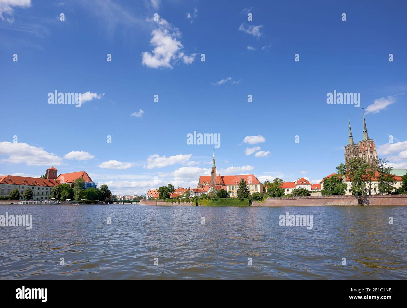 Magnifique horizon de la partie la plus ancienne de Wroclaw, Ostrow Tumski, Pologne Banque D'Images