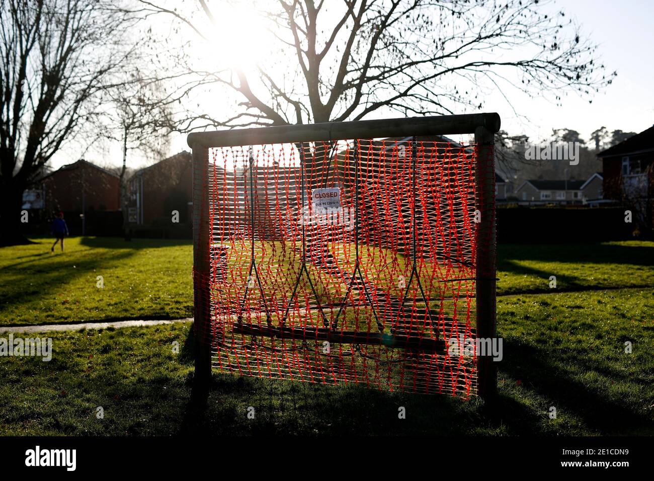 Loughborough, Leicestershire, Royaume-Uni. 6 janvier 2021. L'équipement d'exercice extérieur est fermé pendant le troisième confinement national de Covid-19. Credit Darren Staples/Alay Live News. Banque D'Images