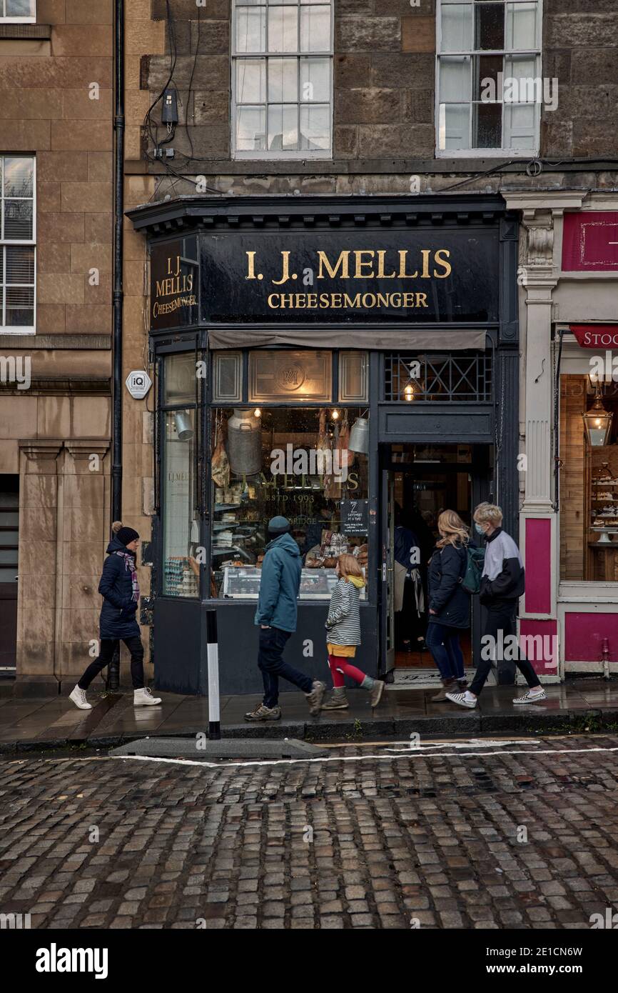 I.J Mellis Cheese Monger shop, Stockbridge, Classic shop front. Édimbourg hiver de 2020. Banque D'Images