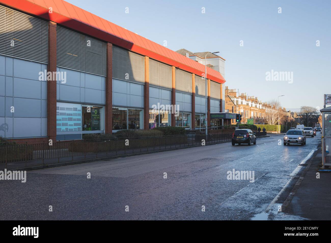 Édimbourg, Écosse - janvier 6 2021 : emplacement de la banque comely Waitrose à Édimbourg. Waitrose est une marque britannique de supermarchés. Banque D'Images