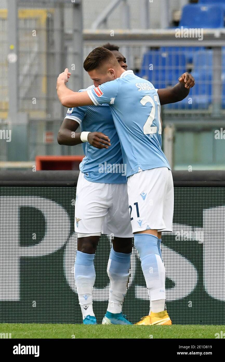 Rome, Italie. 6 janvier 2021. ROME, ITALIE - janvier 6 : Felipe Caicedo (20) de SS Lazio célèbre après avoir mis un but pendant la série italienne UN match de football entre SS Lazio et ACF Fiorentina au Stadio Olimpico le 6 janvier 2021 à Rome Italie/LiveMedia Credit: Claudio Pasquazi/LPS/ZUMA Wire/Alay Live News Banque D'Images