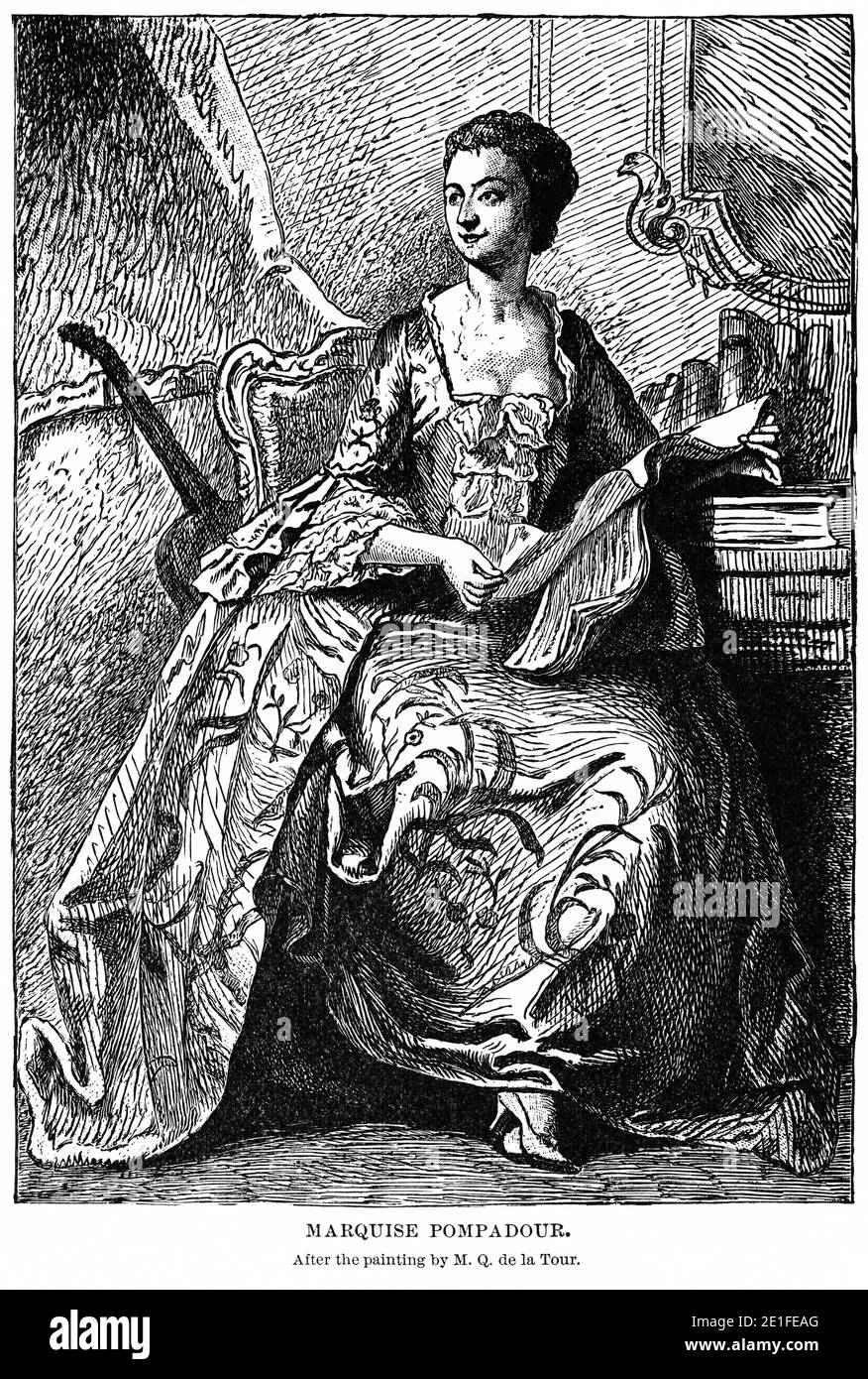 Marquise Pompadour, après la peinture de M.Q. de la Tour, Illustration, Histoire du monde de Ridpath, Volume III, par John Clark Ridpath, LL. D., Merrill & Baker Publishers, New York, 1897 Banque D'Images