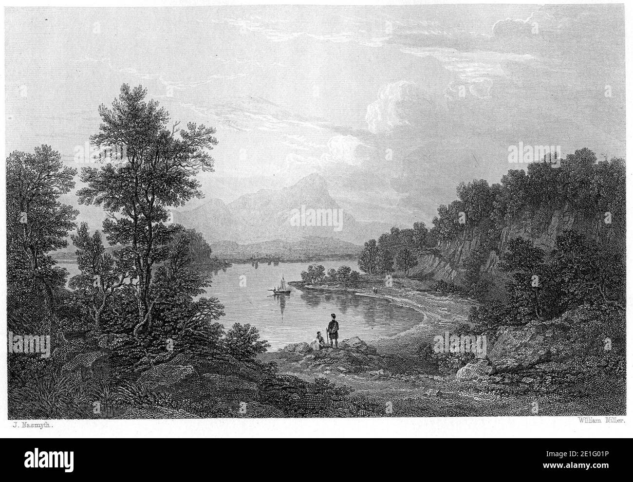 Gravure du Loch ARD par William Miller après J Nasmyth. Banque D'Images