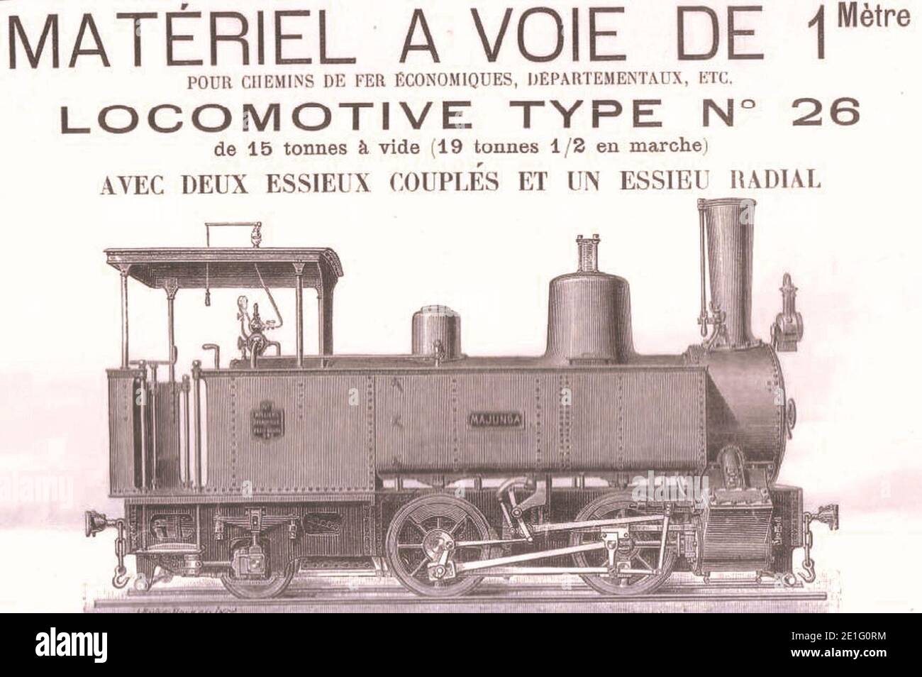 Locomotive à vapeur de la Société nouvelle des établissements Decauville due au prix de 38 750 francs et devant tracter jusqu’à 19,5 t en marche. Banque D'Images