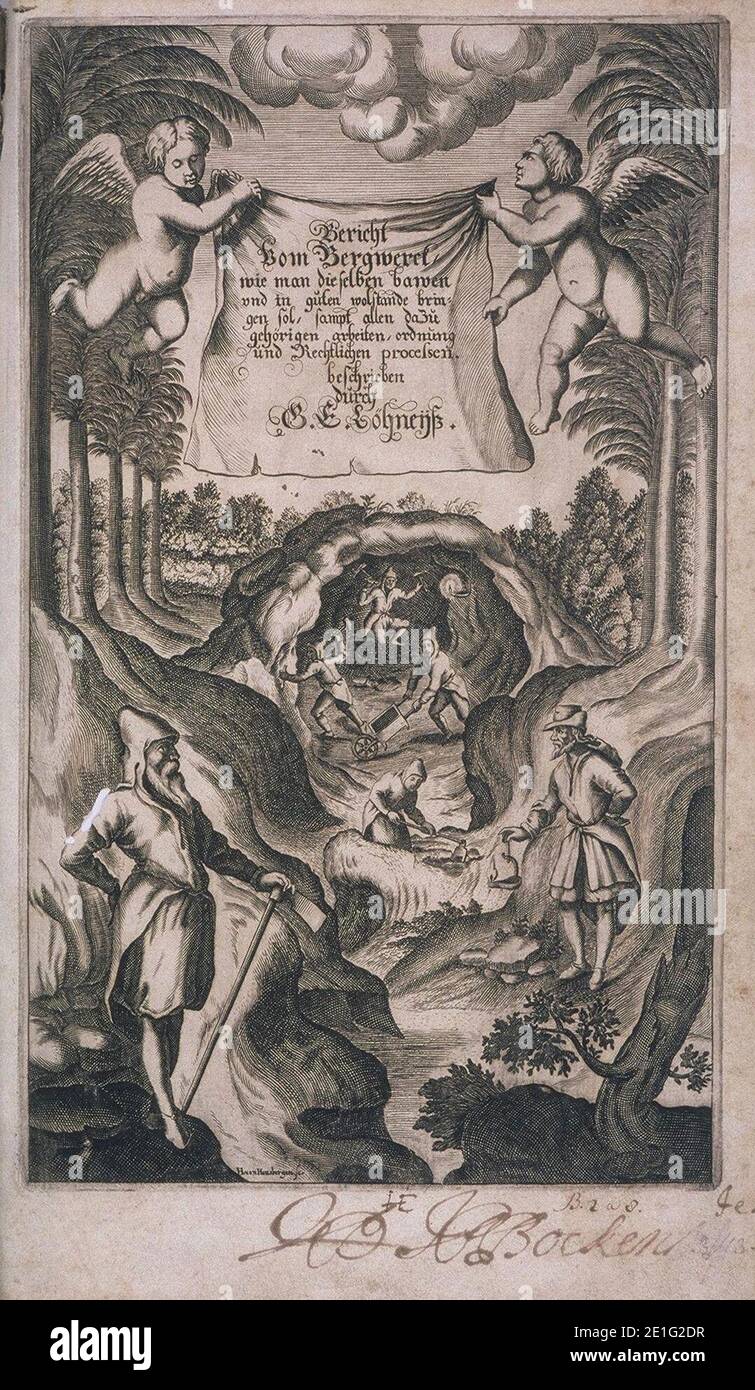 Loehneysen - Bericht vom Bergwerck (Titelkupfer). Banque D'Images