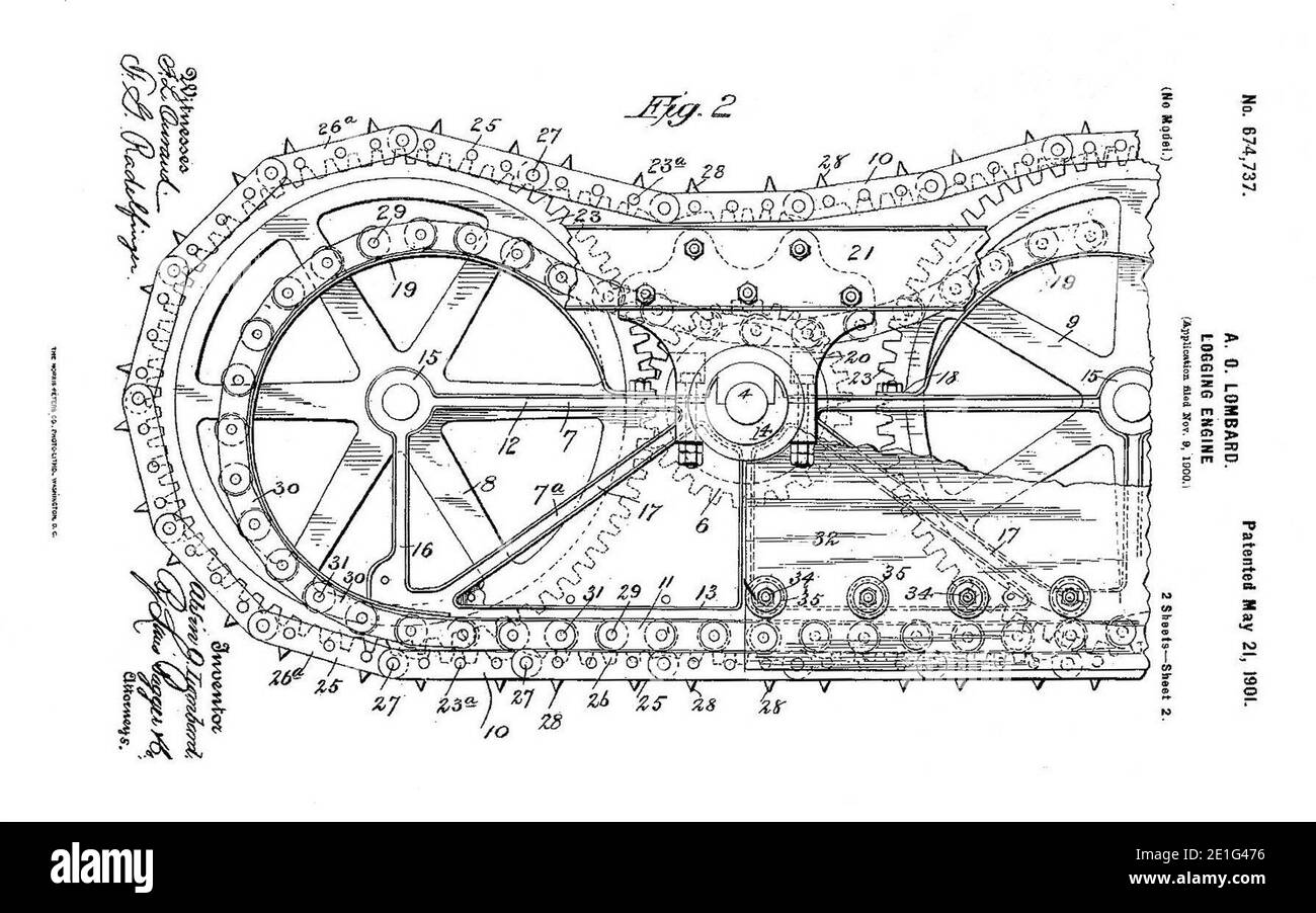 Lombard Patent US674737 Logging Engine. Banque D'Images