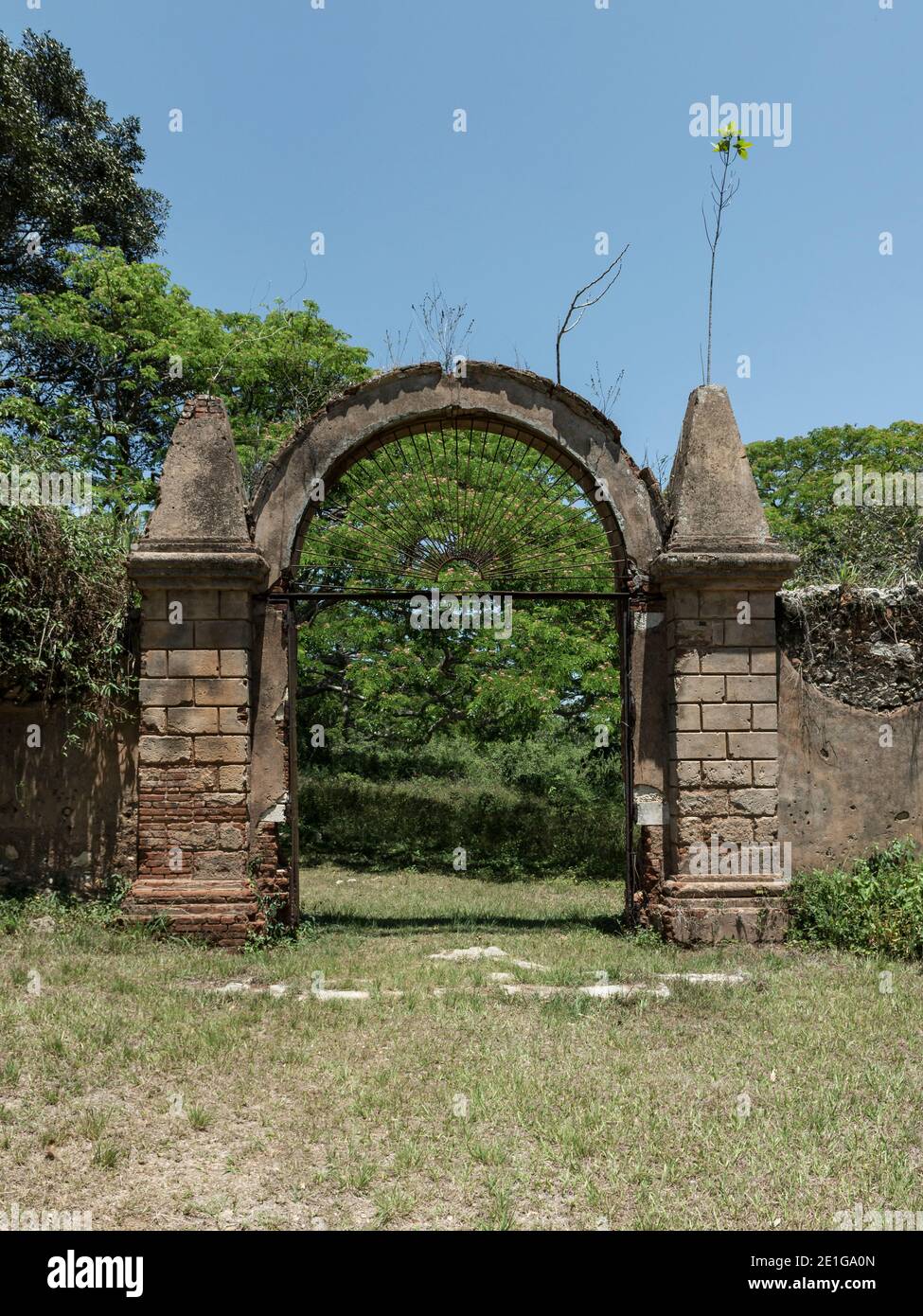 Ruines d'Antiguo Cafetal l'une des plus anciennes fermes de café de Cuba, près d'Angerona, Cuba. Banque D'Images