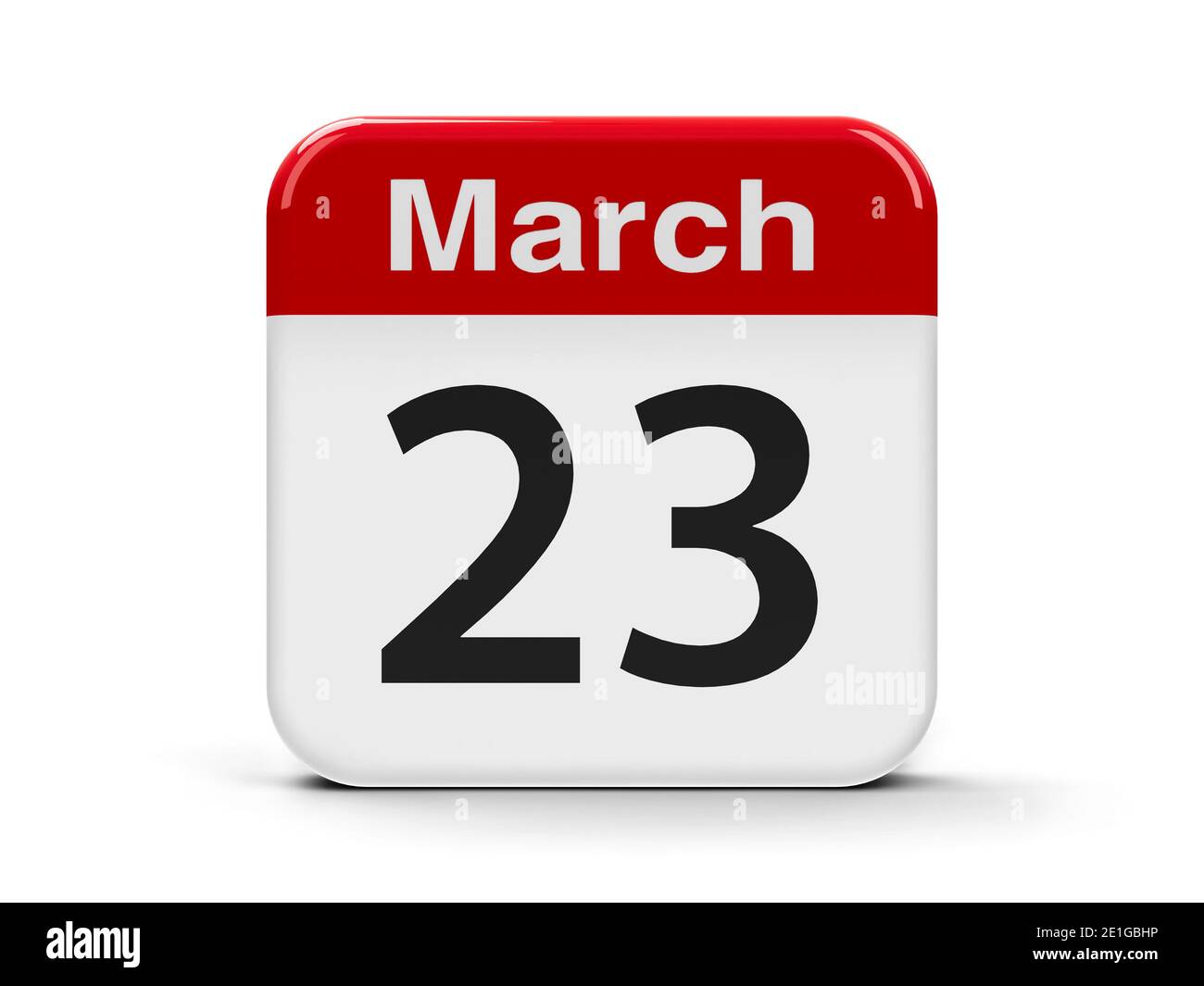 Bouton web du calendrier - le vingt-troisième mars - Journée météorologique mondiale, rendu tridimensionnel, illustration 3D Banque D'Images