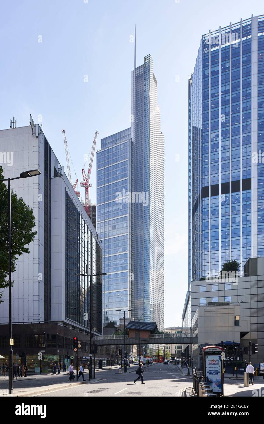 Vue extérieure de la Salesforce Tower, 110 Bishopsgate, Londres, Royaume-Uni. Banque D'Images