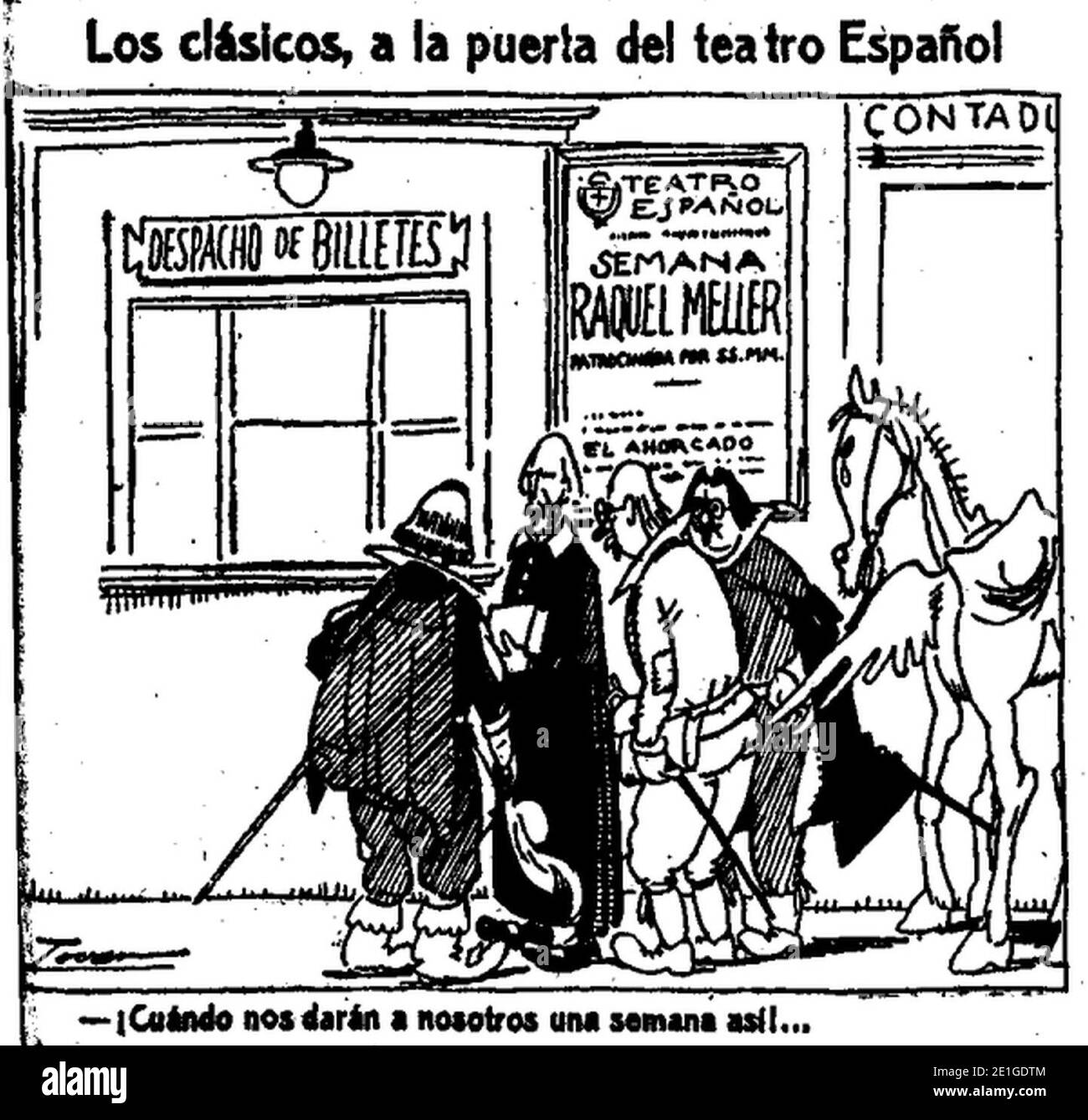 Los clásicos, a la puerta del teatro Español, de Tovar, la Voz, 22 de junio de 1921. Banque D'Images