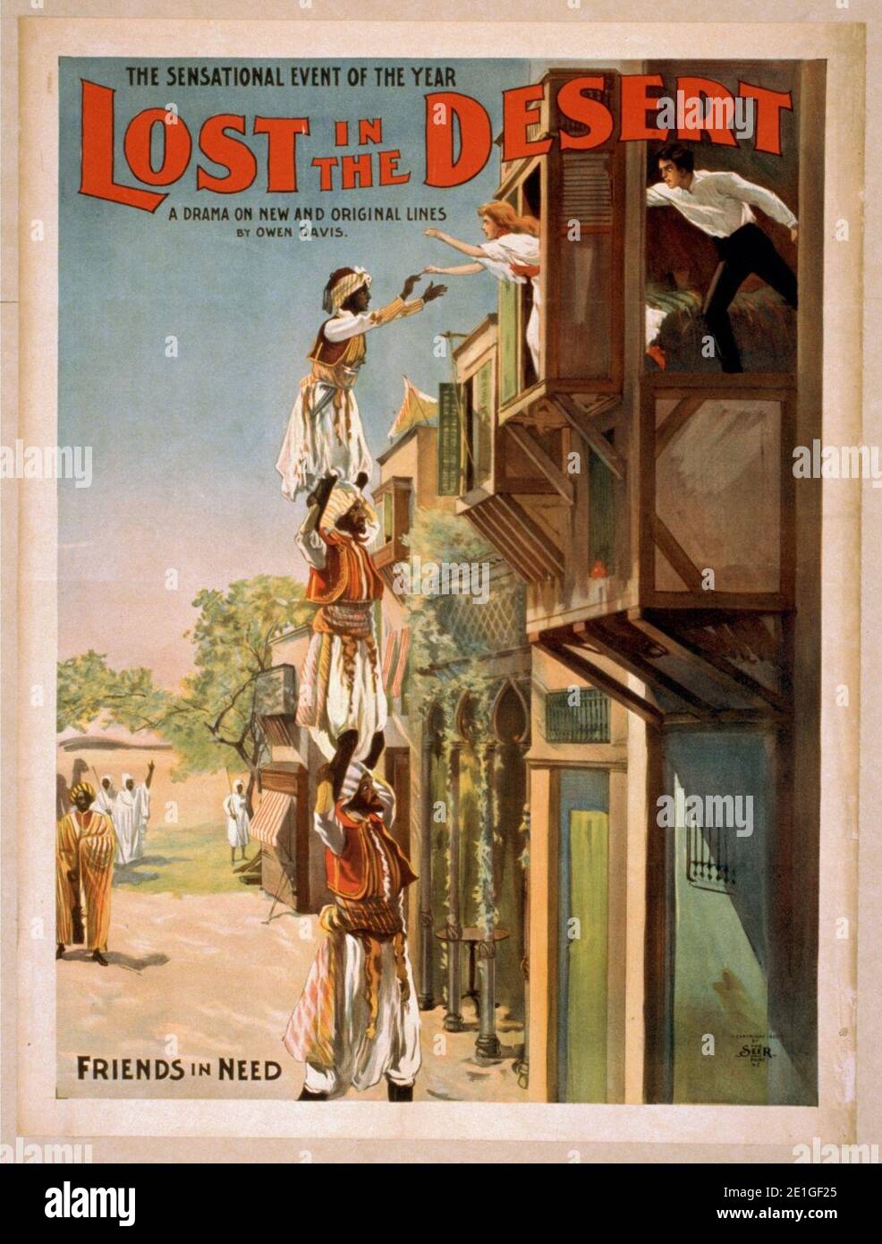 Perdu dans le désert l'événement sensationnel de l'année - un drame sur les lignes nouvelles et originales - par Owen Davis. Banque D'Images